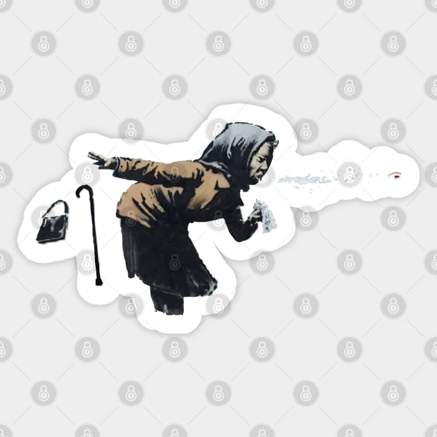 BANKSY Sneezing Woman Aachoo! Sticker by inkstyl